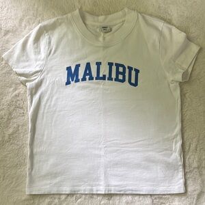 Aritzia White Cropped Malibu Graphic T-Shirt